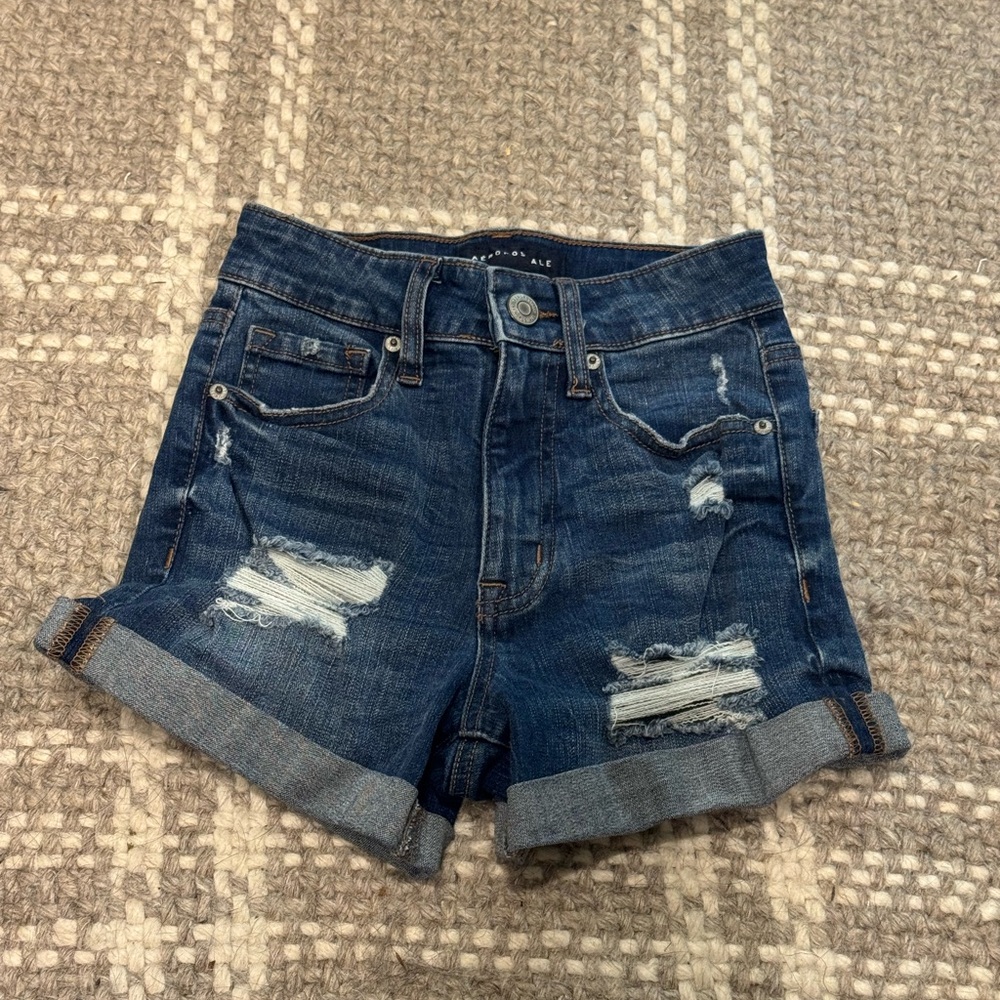 Aeropostale Seriously Stretchy High Rise Denim Midi Shorts